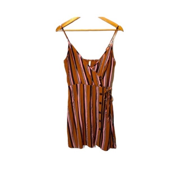 Xhileration Striped Wrap Tank Dress Women’s Size Medium Boho Lightweight Smocked - Picture 1 of 11